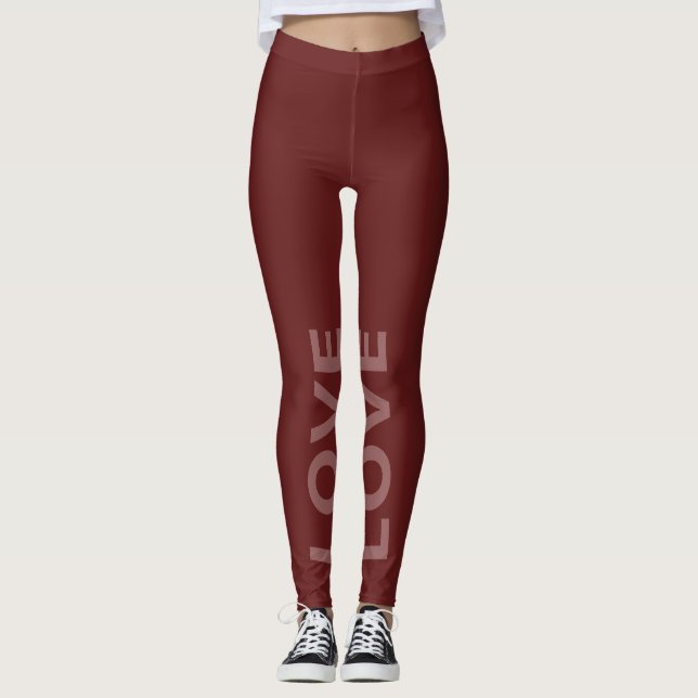 Klassisk text i kärlek Bordeaux monokrom Leggings (Framsida)