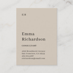 Klassisk text med Monogram Neutralt Beige Visitkort