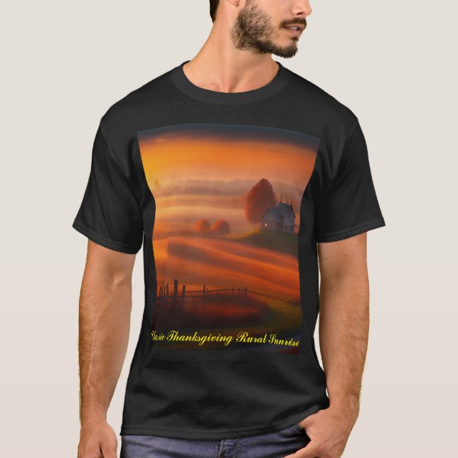 Klassisk Thanksgiving Rural Sunrise T Shirt (Framsida)