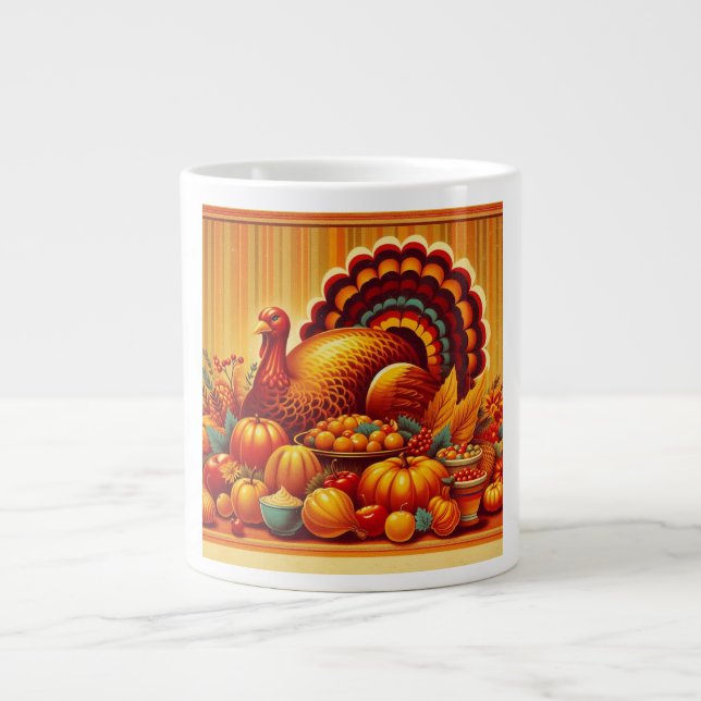 klassisk Thanksgiving/vintage Turkiet Jumbo Mugg (Framsidan)