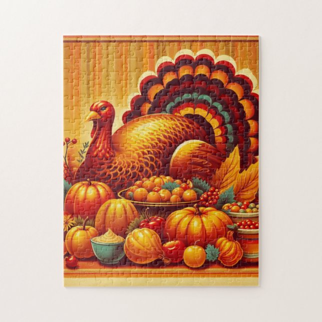 klassisk Thanksgiving/vintage Turkiet Pussel (Vertikal)