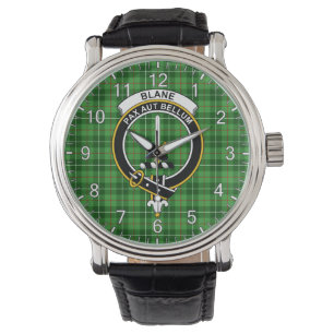 Klassisk Tidlös Clan Blane Tartan Märke Plaid Gif Armbandsur