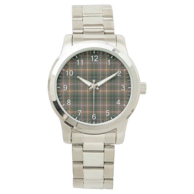 Klassisk Tidlös Clan Buchanan Jakt Tartan Armbandsur (Framsida)