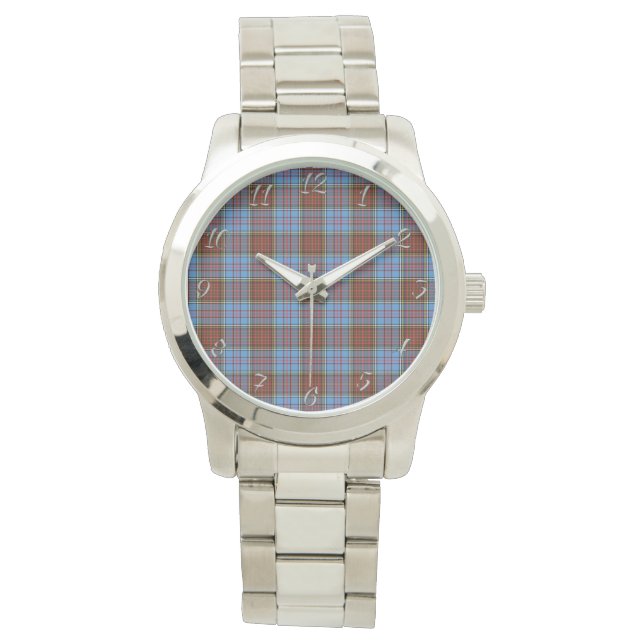 Klassisk Tidlös Klan Anderson Modern Plaid Tartan Armbandsur (Framsida)