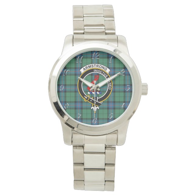 Klassisk Tidlös Klan Armstrong Forntida Tartan Rut Armbandsur (Framsida)