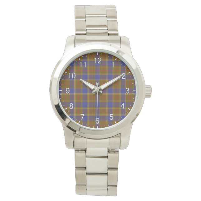Klassisk Tidlös Klan Balfour Modern Tartan Randig Armbandsur (Framsida)