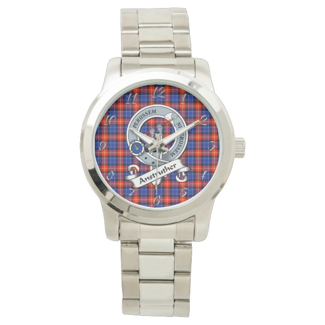 Klassisk tidslös Klan Anstruther Badge Tartan Plai Armbandsur (Framsida)
