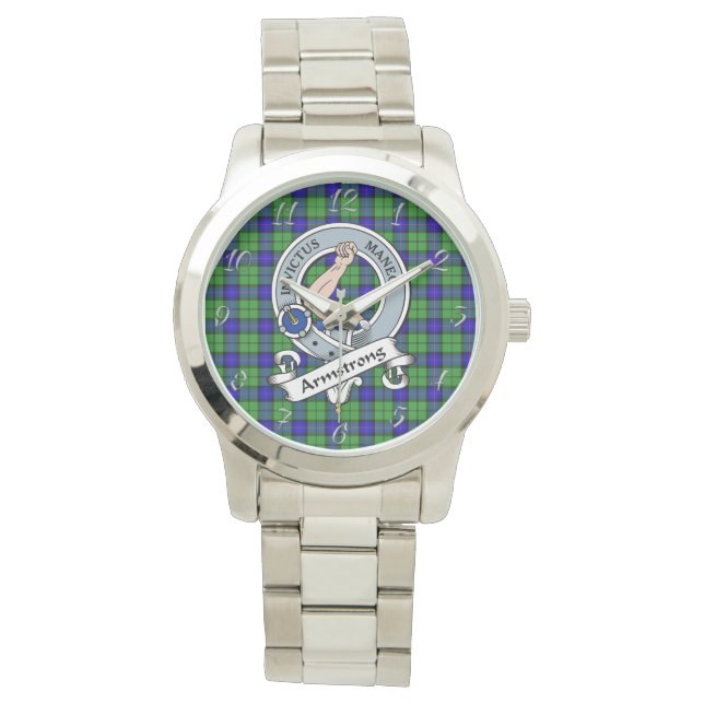 Klassisk tidslös Klan Armstrong Badge Tartan Play Armbandsur (Framsida)
