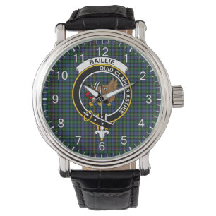 Klassisk tidslös Klan Baillie Hunting Tartan Badge Armbandsur