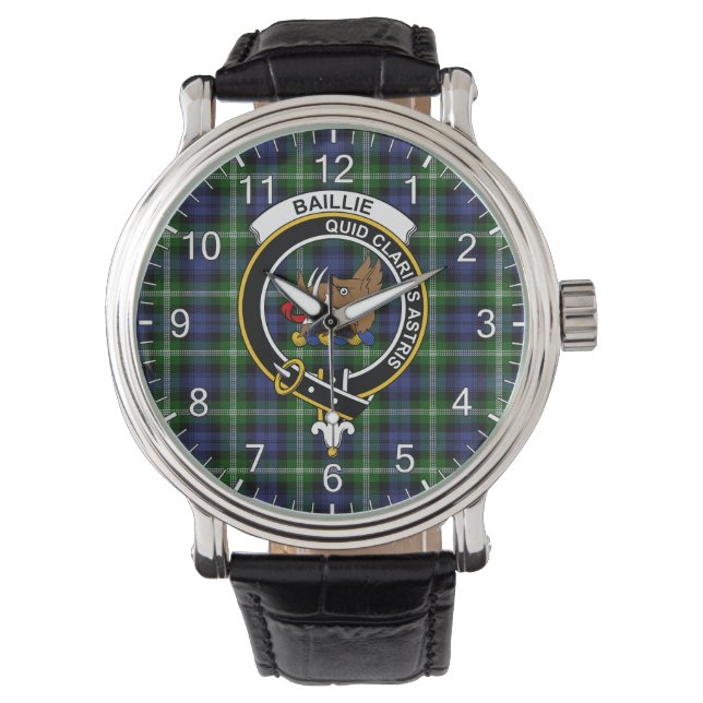 Klassisk tidslös Klan Baillie Tartan Badge Play Armbandsur (Framsida)