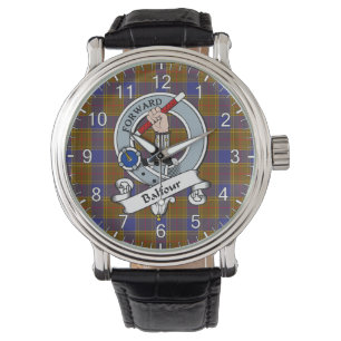 Klassisk tidslös Klan Balfour Modern Badge Tartan Armbandsur