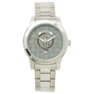 Klassisk tidslös Klan Balfour Tartan Badge Play Armbandsur