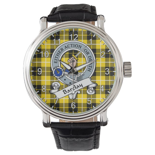 Klassisk tidslös Klan Barclay Badge Tartan Play Armbandsur (Framsida)