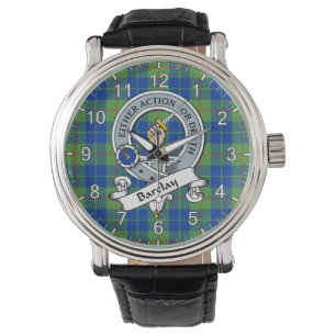 Klassisk tidslös Klan Barclay Hunting Badge Tartan Armbandsur
