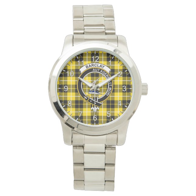 Klassisk tidslös Klan Barclay Tartan Badge Play Armbandsur (Framsida)