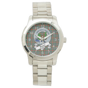 Klassisk tidslös Klan Bisset Mönster Badge Tartan Armbandsur