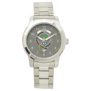 Klassisk tidslös Klan Bisset Mönster Tartan Badge Armbandsur