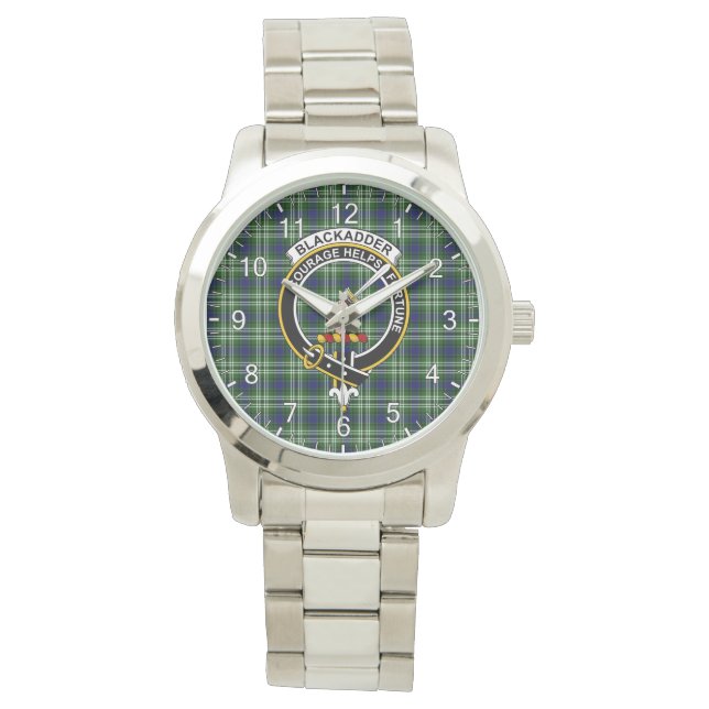 Klassisk tidslös Klan Blackadder Tartan Badge Armbandsur (Framsida)