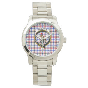Klassisk tidslös Klan Boswell Modern Tartan Badge Armbandsur