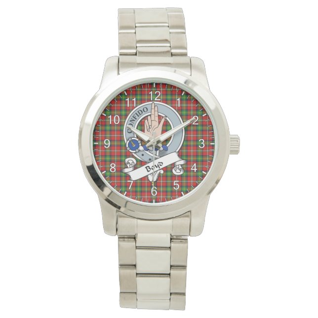 Klassisk tidslös Klan Boyd Badge Tartan Play Gift Armbandsur (Framsida)