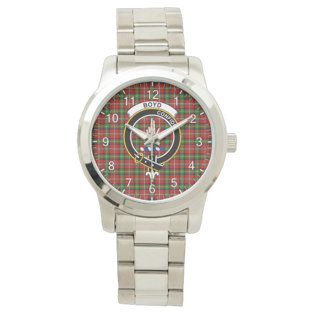 Klassisk tidslös Klan Boyd Tartan Badge Play Gift Armbandsur (Framsida)
