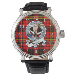 Klassisk tidslös Klan Brodie Red Tartan Badge Armbandsur