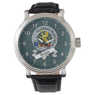 Klassisk tidslös Klan Broun Modern Badge Tartan Armbandsur