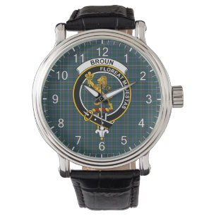 Klassisk tidslös Klan Broun Modern Tartan Badge Armbandsur