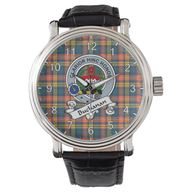 Klassisk tidslös Klan Buchanan Badge Tartan Play Armbandsur (Framsida)