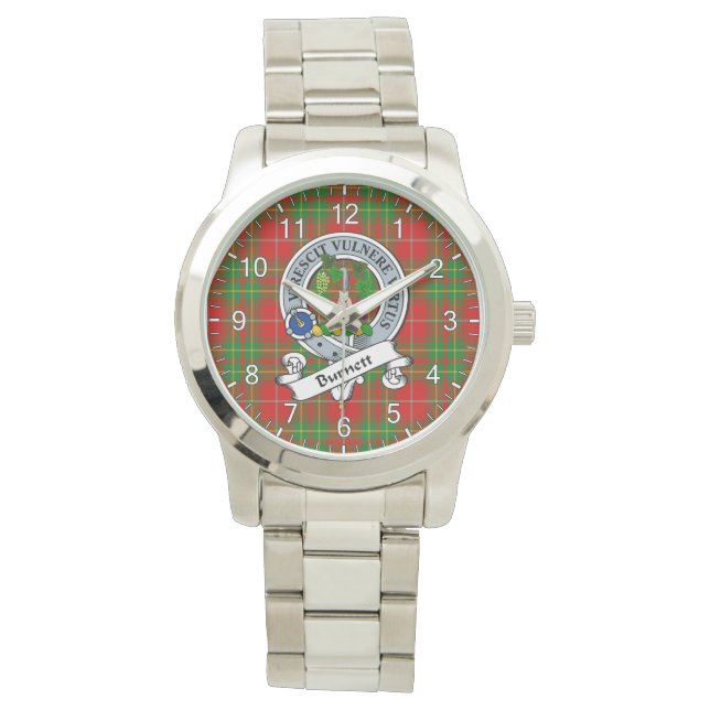 Klassisk tidslös Klan Burnett Badge Tartan Play Armbandsur (Framsida)