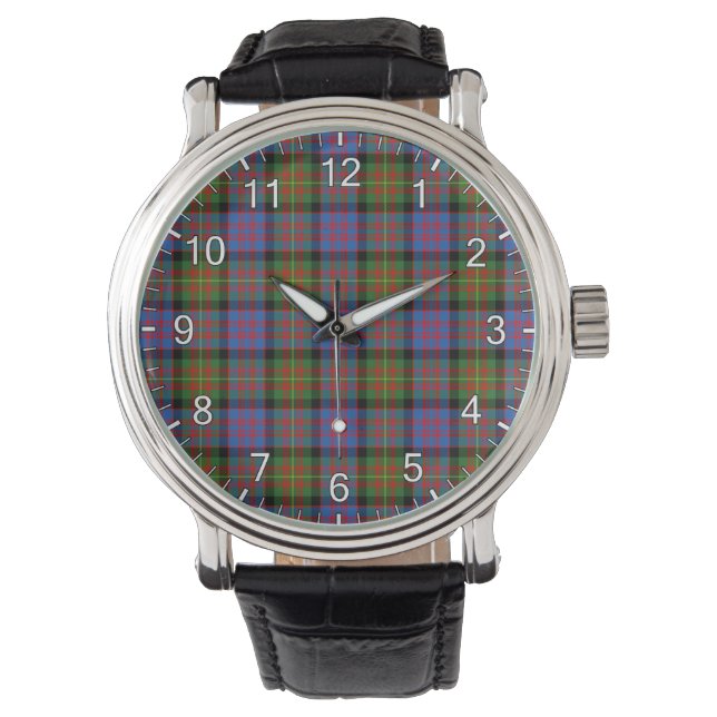 Klassisk tidslös Klan Carnegie Ancient Tartan Plai Armbandsur (Framsida)