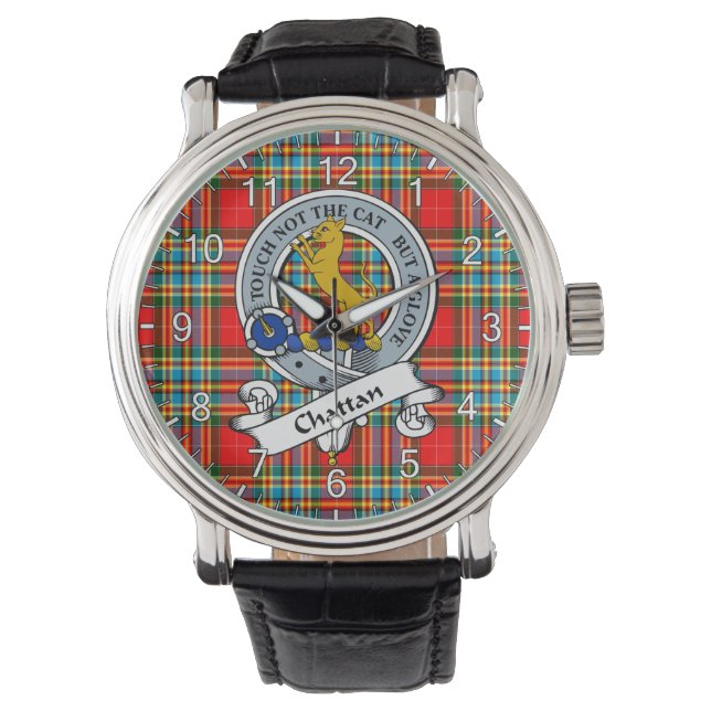 Klassisk tidslös Klan Chattan Modern Badge Tartan Armbandsur (Framsida)