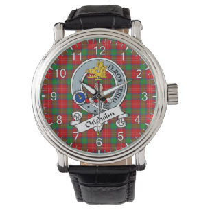 Klassisk tidslös Klan Chisholm Badge Tartan Watch Armbandsur