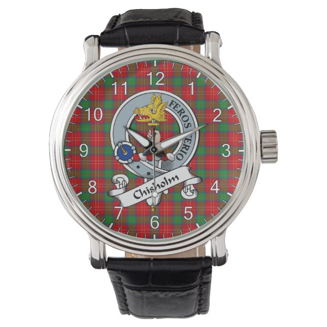 Klassisk tidslös Klan Chisholm Badge Tartan Watch Armbandsur (Framsida)