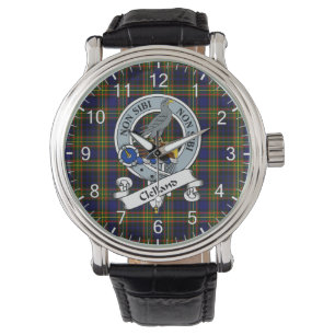 Klassisk tidslös Klan Clelland Badge Tartan Watch Armbandsur