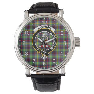 Klassisk tidslös Klan Clephane Tartan Badge Play Armbandsur