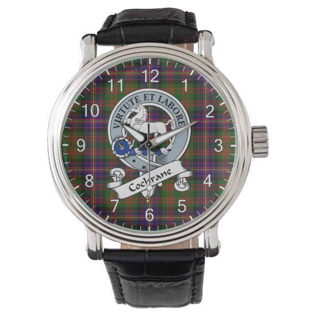 Klassisk tidslös Klan Cochrane Badge Tartan Watch Armbandsur (Framsida)