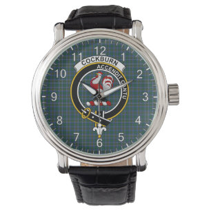 Klassisk tidslös Klan Cockburn Modern Tartan Badge Armbandsur