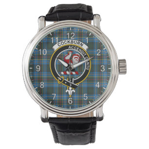 Klassisk tidslös Klan Cockburn Tartan Badge Play Armbandsur