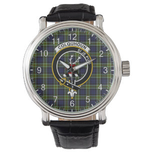 Klassisk tidslös Klan Colquhoun Modern Tartan Badg Armbandsur