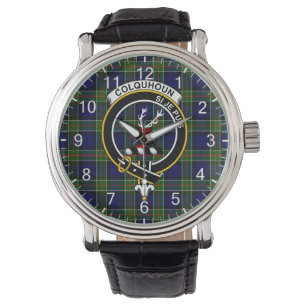 Klassisk tidslös Klan Colquhoun Tartan Badge Play Armbandsur