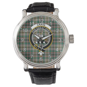 Klassisk tidslös Klan Craig Ancient Tartan Badge Armbandsur