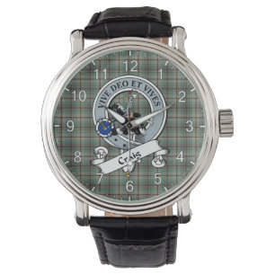 Klassisk tidslös Klan Craig Badge Tartan Watch Armbandsur