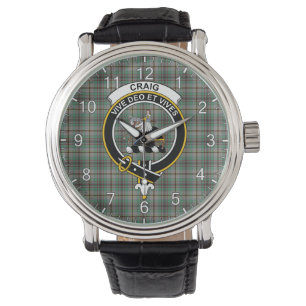 Klassisk tidslös Klan Craig Tartan Badge Play Armbandsur