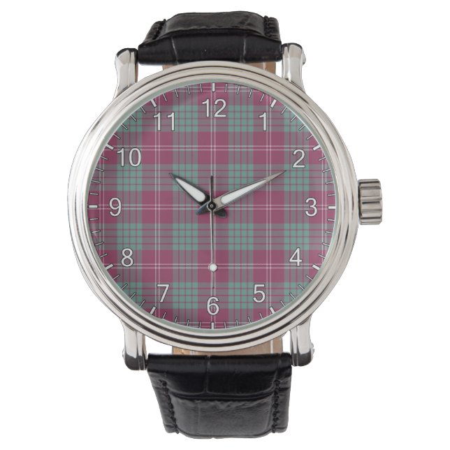 Klassisk tidslös Klan Crawford Ancient Tartan Plai Armbandsur (Framsida)