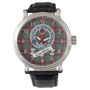 Klassisk tidslös Klan Crawford Badge Tartan Watch Armbandsur
