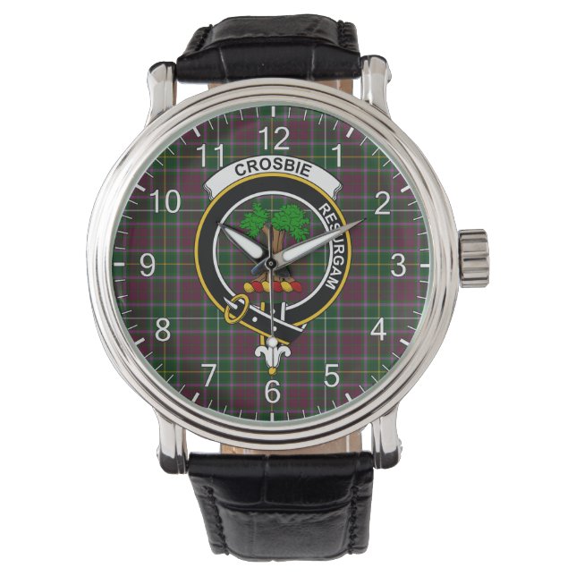 Klassisk tidslös Klan Crosbie Tartan Badge Play Armbandsur (Framsida)