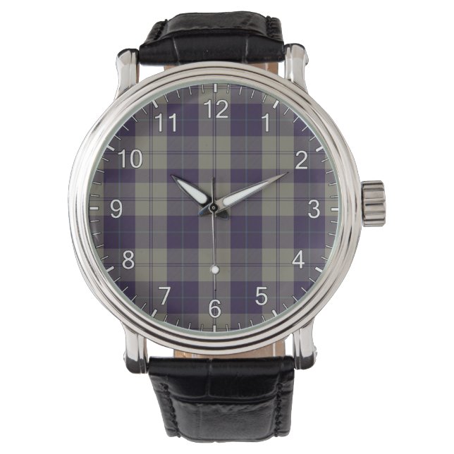Klassisk tidslös Klan Cunningham Dress Blue Tartan Armbandsur (Framsida)