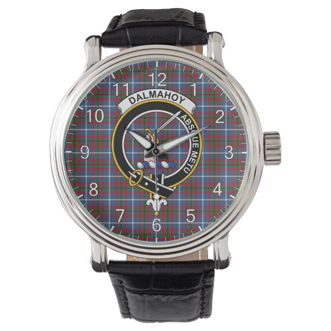 Klassisk tidslös Klan Dalmahoy Tartan Badge Play Armbandsur (Framsida)