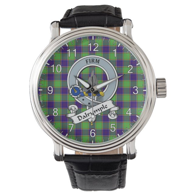 Klassisk tidslös Klan Dalrymple Badge Tartan Watch Armbandsur (Framsida)